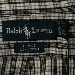 Pre Owned Ralph Lauren White/Yellow Checked Cotton Button Down Blake Shirt XL