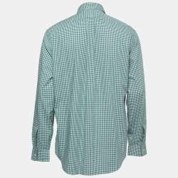 Pre Owned Ralph Lauren Green Gingham Checked Cotton Classic Fit Long Sleeve Shirt L