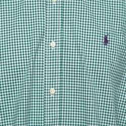 Pre Owned Ralph Lauren Green Gingham Checked Cotton Classic Fit Long Sleeve Shirt L