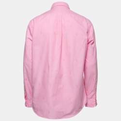 Pre Owned Ralph Lauren Pink Cotton All Over Logo Button Front Shirt L