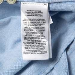 Pre Owned Ralph Lauren Light Blue Cotton Bear Logo Button Front Shirt L