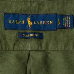 Pre Owned Ralph Lauren Green Cotton Classic Fit Button Front Shirt L