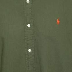 Pre Owned Ralph Lauren Green Cotton Classic Fit Button Front Shirt L