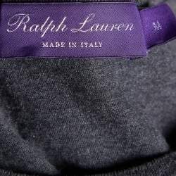 Pre Owned Ralph Lauren Purple Label Grey Logo Signature Printed Cotton Crewneck T-Shirt M