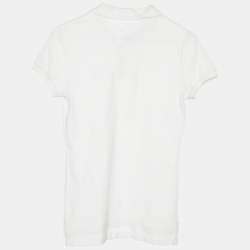 Pre Owned Ralph Lauren White Cotton Pique The Skinny Polo T-Shirt S