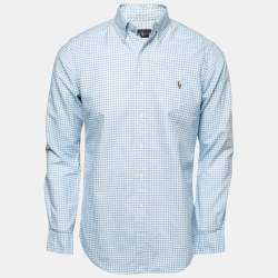 Ralph Lauren Blue Gingham Check Cotton Button Down Shirt S
