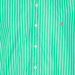 Pre Owned Ralph Lauren Green Striped Cotton Button Front Shirt L