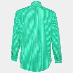 Ralph Lauren Green Striped Cotton Button Front Shirt L