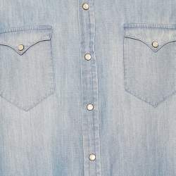 Pre Owned Ralph Lauren Blue Denim Button Front Shirt L