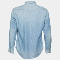 Pre Owned Ralph Lauren Blue Denim Button Front Shirt L
