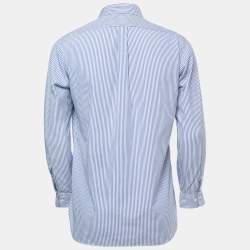 Pre Owned Ralph Lauren White/Blue Striped Cotton Full Sleeve Shirt S