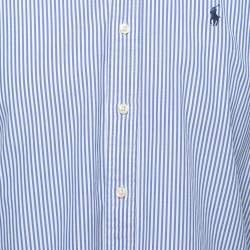 Pre Owned Ralph Lauren White/Blue Striped Cotton Full Sleeve Shirt S