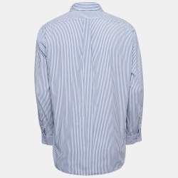 Pre Owned Ralph Lauren Blue Striped Cotton Classic Fit Full Sleeve Shirt M