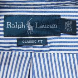 Pre Owned Ralph Lauren Blue Striped Cotton Classic Fit Full Sleeve Shirt M