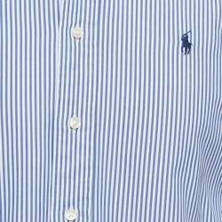 Pre Owned Ralph Lauren Blue Striped Cotton Classic Fit Full Sleeve Shirt M