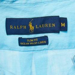 Pre Owned Ralph Lauren Light Blue Linen Full Sleeve Shirt M