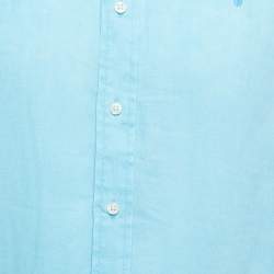 Pre Owned Ralph Lauren Light Blue Linen Full Sleeve Shirt M