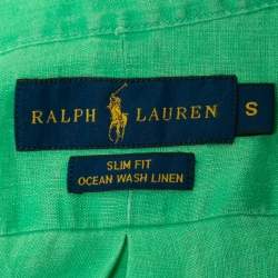 Pre Owned Ralph Lauren Green Ocean Washed Linen Slim Fit Full Sleeve Shirt S