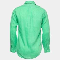 Pre Owned Ralph Lauren Green Ocean Washed Linen Slim Fit Full Sleeve Shirt S