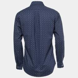 Pre Owned Ralph Lauren Navy Blue Printed Cotton Full Sleeve Slim Fit Shirt M