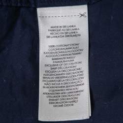 Pre Owned Ralph Lauren Navy Blue Printed Cotton Full Sleeve Slim Fit Shirt M