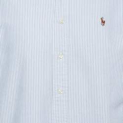 Pre Owned Ralph Lauren Blue Striped Cotton Full Sleeve Classic Fit Shirt M