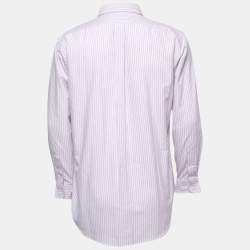 Pre Owned Ralph Lauren Purple Striped Cotton Full Sleeve Classic Fit Shirt M