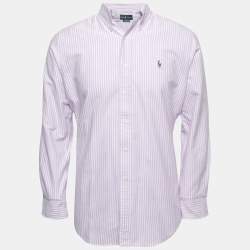 Pre Owned Ralph Lauren Purple Striped Cotton Full Sleeve Classic Fit Shirt M