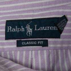 Pre Owned Ralph Lauren Purple Striped Cotton Full Sleeve Classic Fit Shirt M