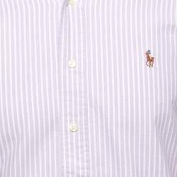 Pre Owned Ralph Lauren Purple Striped Cotton Full Sleeve Classic Fit Shirt M