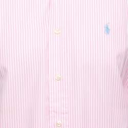 Pre Owned Ralph Lauren Pink Striped Cotton Full Sleeve Classic Fit Shirt M