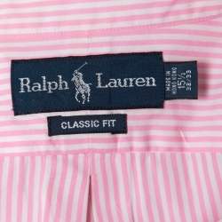 Pre Owned Ralph Lauren Pink Striped Cotton Full Sleeve Classic Fit Shirt M