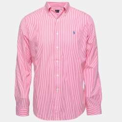 Pre Owned Ralph Lauren Pink Striped Cotton Button Down Shirt M