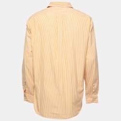 Pre Owned Ralph Lauren Yellow Striped Cotton Button Down Shirt L