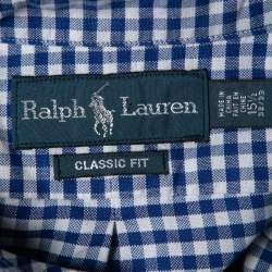 Pre Owned Ralph Lauren Blue Gingham Patterned Cotton Button Down Shirt M