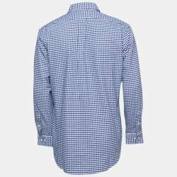 Pre Owned Ralph Lauren Blue Gingham Patterned Cotton Button Down Shirt M