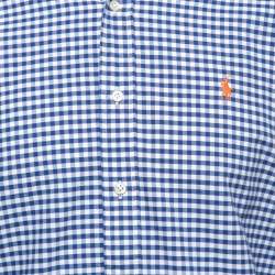 Pre Owned Ralph Lauren Blue Gingham Patterned Cotton Button Down Shirt M