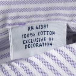 Pre Owned Ralph Lauren Purple Striped Cotton Full Sleeve Shirt L