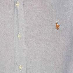 Pre Owned Ralph Lauren Grey Cotton Button Front Custom Fit Shirt XL