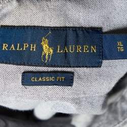 Pre Owned Ralph Lauren Grey Cotton Button Front Custom Fit Shirt XL