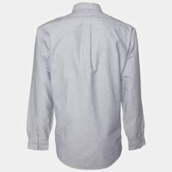 Pre Owned Ralph Lauren Grey Cotton Button Front Custom Fit Shirt XL