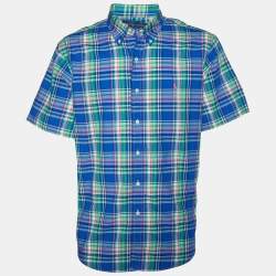 Pre Owned Ralph Lauren Multicolor Checkered Cotton Custom Fit Shirt XL