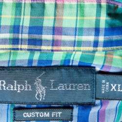 Pre Owned Ralph Lauren Multicolor Checkered Cotton Custom Fit Shirt XL
