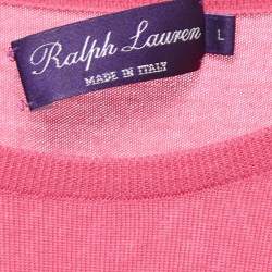 Pre Owned Ralph Lauren Pink Wool Knit Crew Neck Sweater L