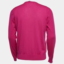Pre Owned Ralph Lauren Dark Pink Cashmere Knit V-Neck Sweater L