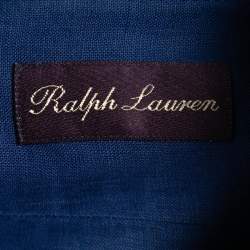 Pre Owned Ralph Lauren Dark Blue Linen Full Sleeve Shirt M
