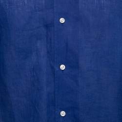 Pre Owned Ralph Lauren Dark Blue Linen Full Sleeve Shirt M