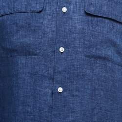 Pre Owned Ralph Lauren Blue Linen Full Sleeve Shirt S