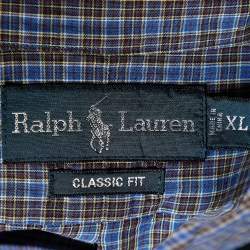 Pre Owned Ralph Lauren Navy Blue Checkered Cotton Classic Fit Shirt XL