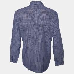 Pre Owned Ralph Lauren Navy Blue Checkered Cotton Classic Fit Shirt XL